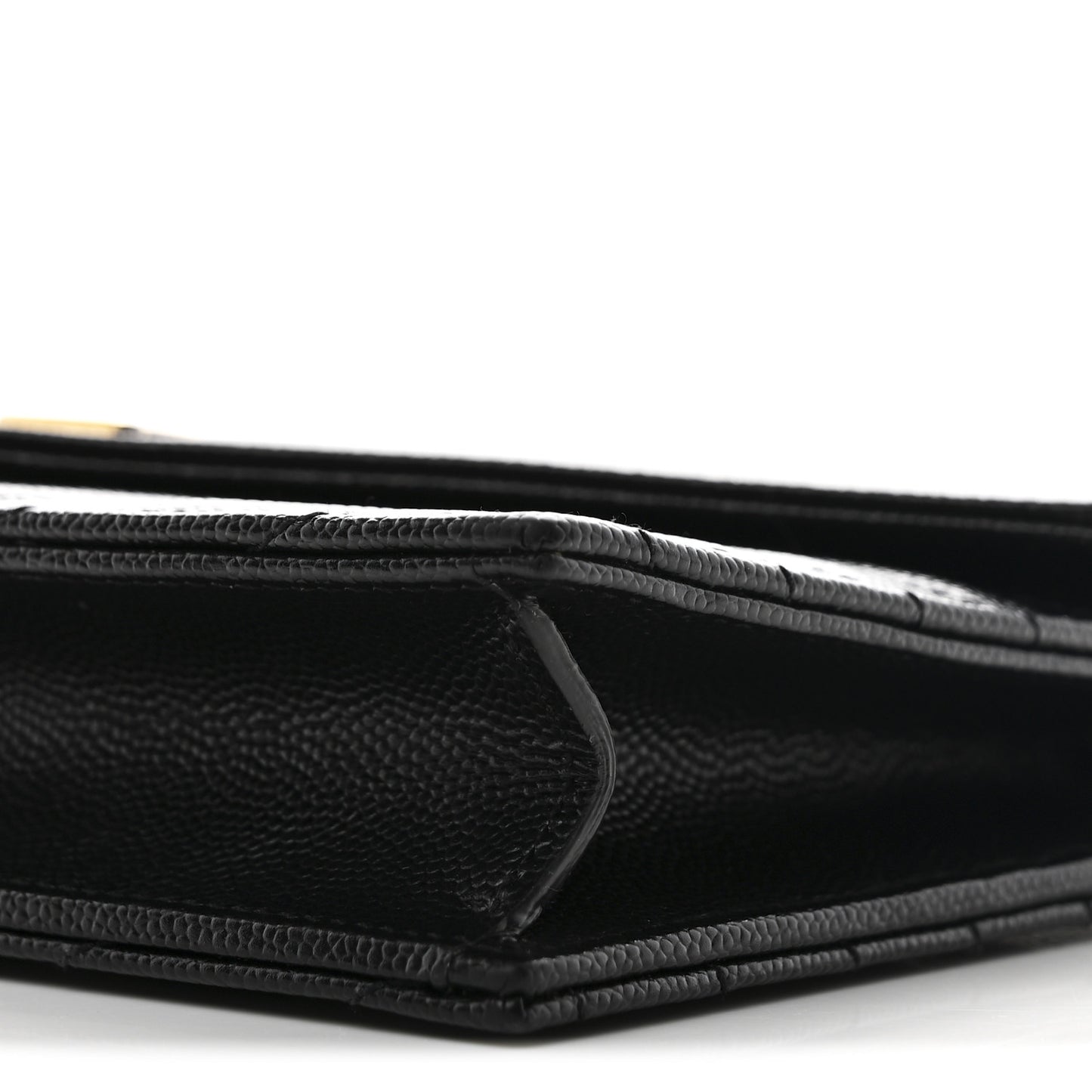 Grain De Poudre Matelasse Chevron Monogram Envelope Chain Wallet Black