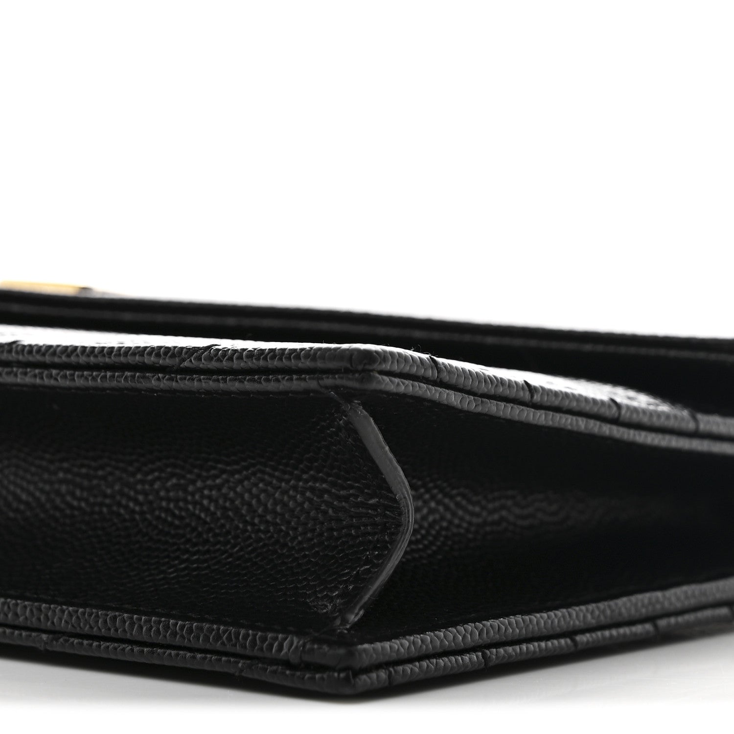 Saint Laurent Grain De Poudre Matelasse Chevron Monogram Envelope Chain Wallet Black 10 of 11