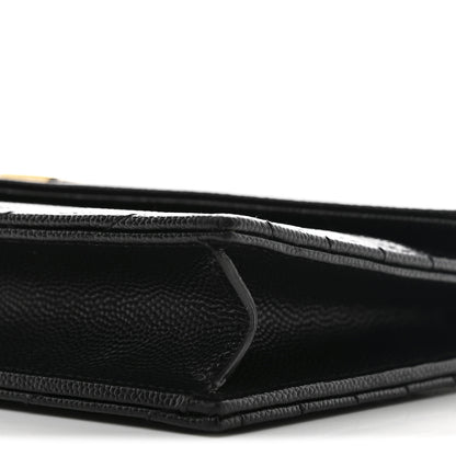 Saint Laurent Grain De Poudre Matelasse Chevron Monogram Envelope Chain Wallet Black 10 of 11