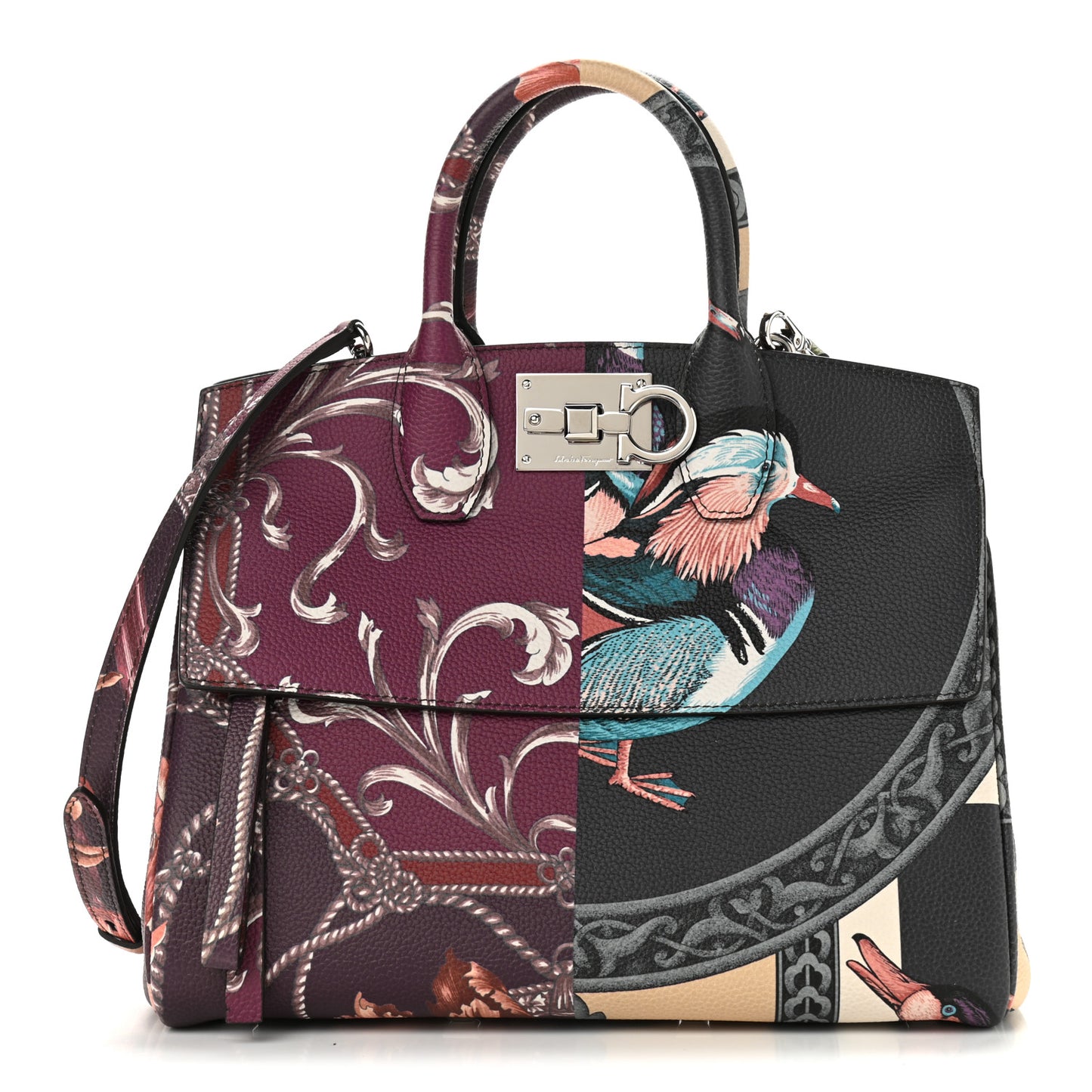 Calfskin Elisabetta Piccolo Print The Studio Bag White Multicolor