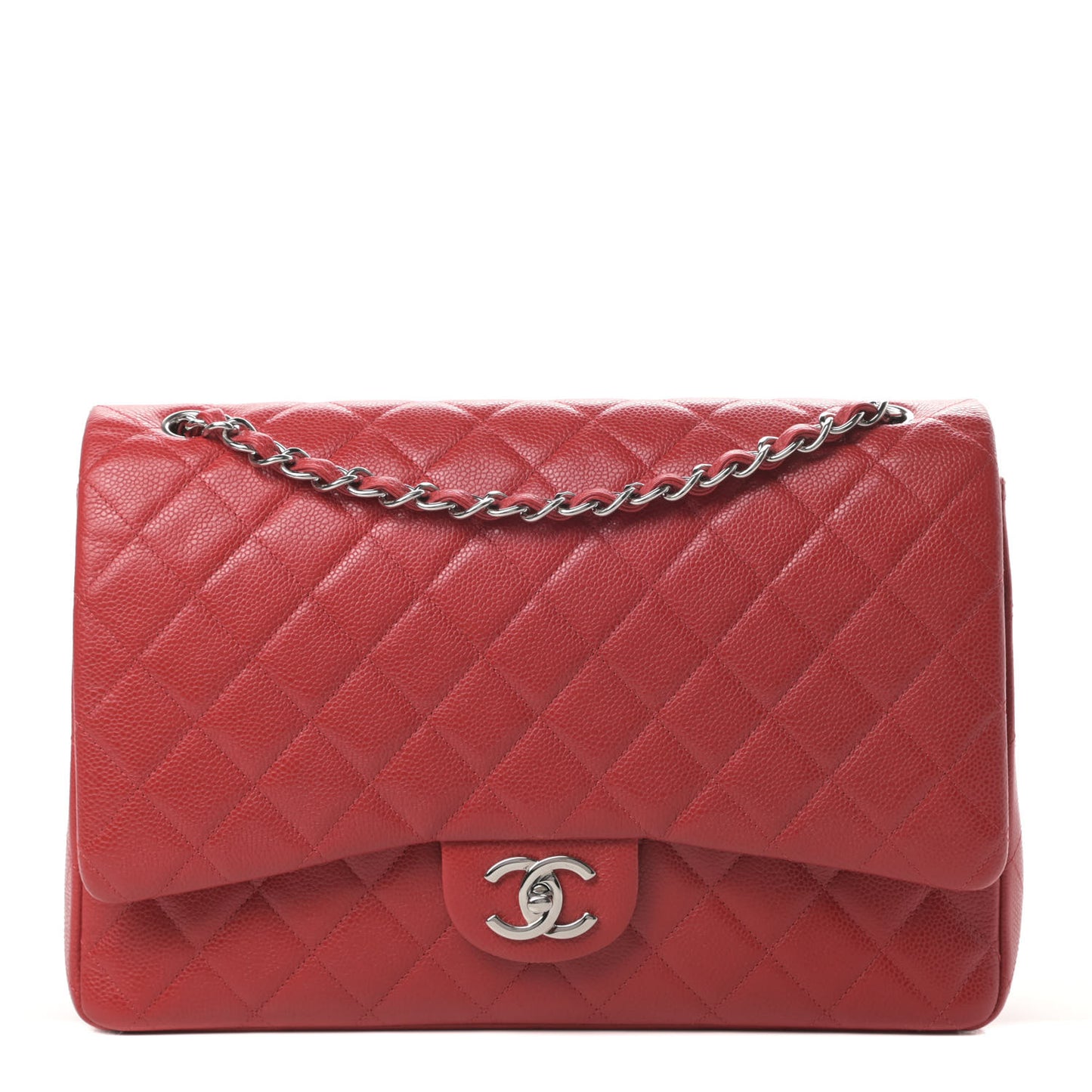 Caviar Quilted Maxi Double Flap Red