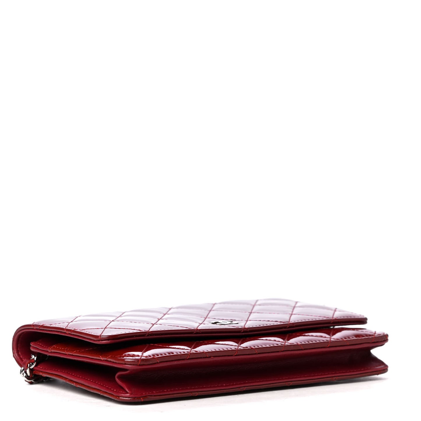 Patent Quilted Wallet On Chain WOC Red
