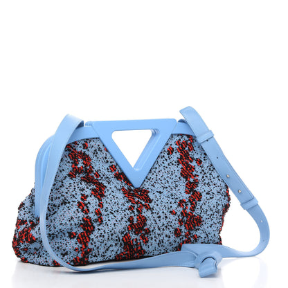Bottega Veneta Textured Fabric Medium The Point Triangle Bag Red Blue 3 of 9
