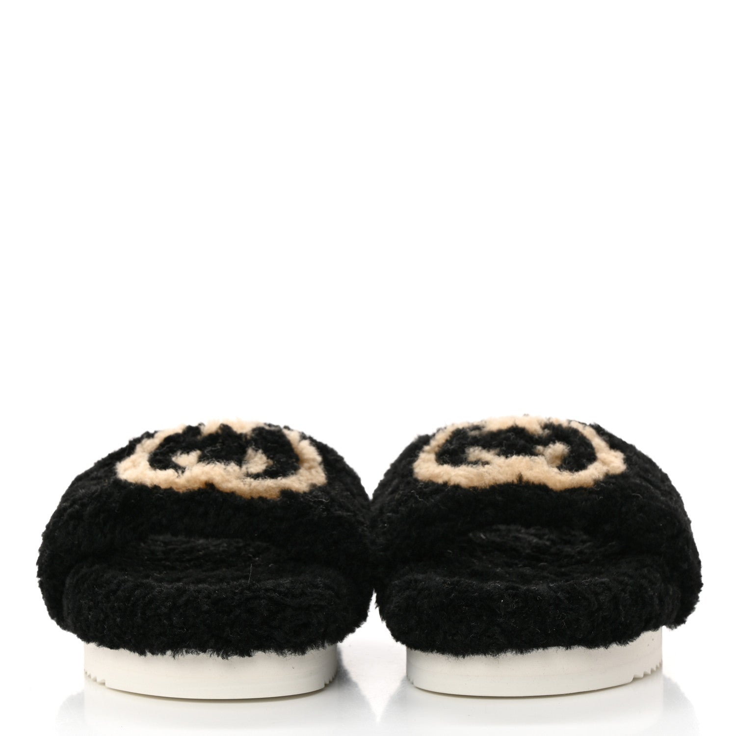 Gucci Merino Wool Interlocking G Slide Sandals 35 Black Butterscotch 2 of 8