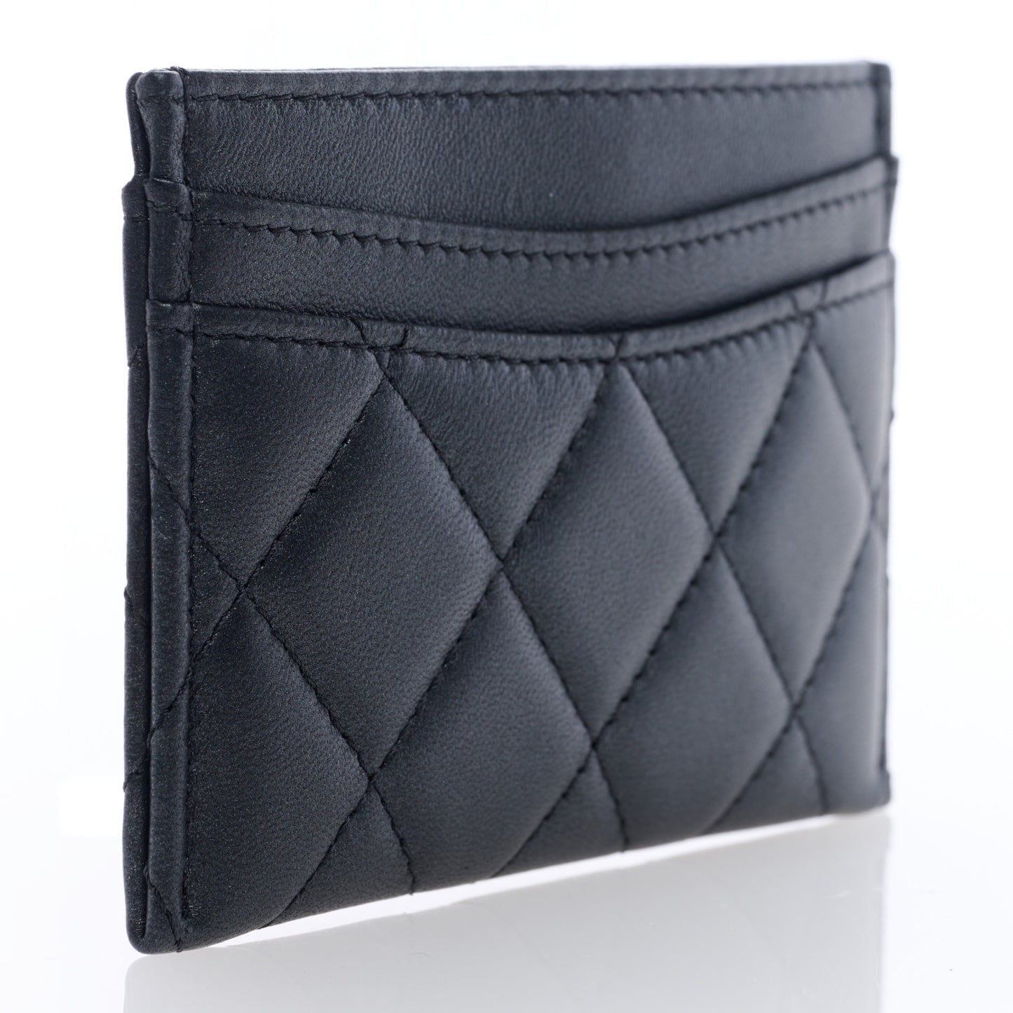 Lambskin Quilted Card Holder So Black