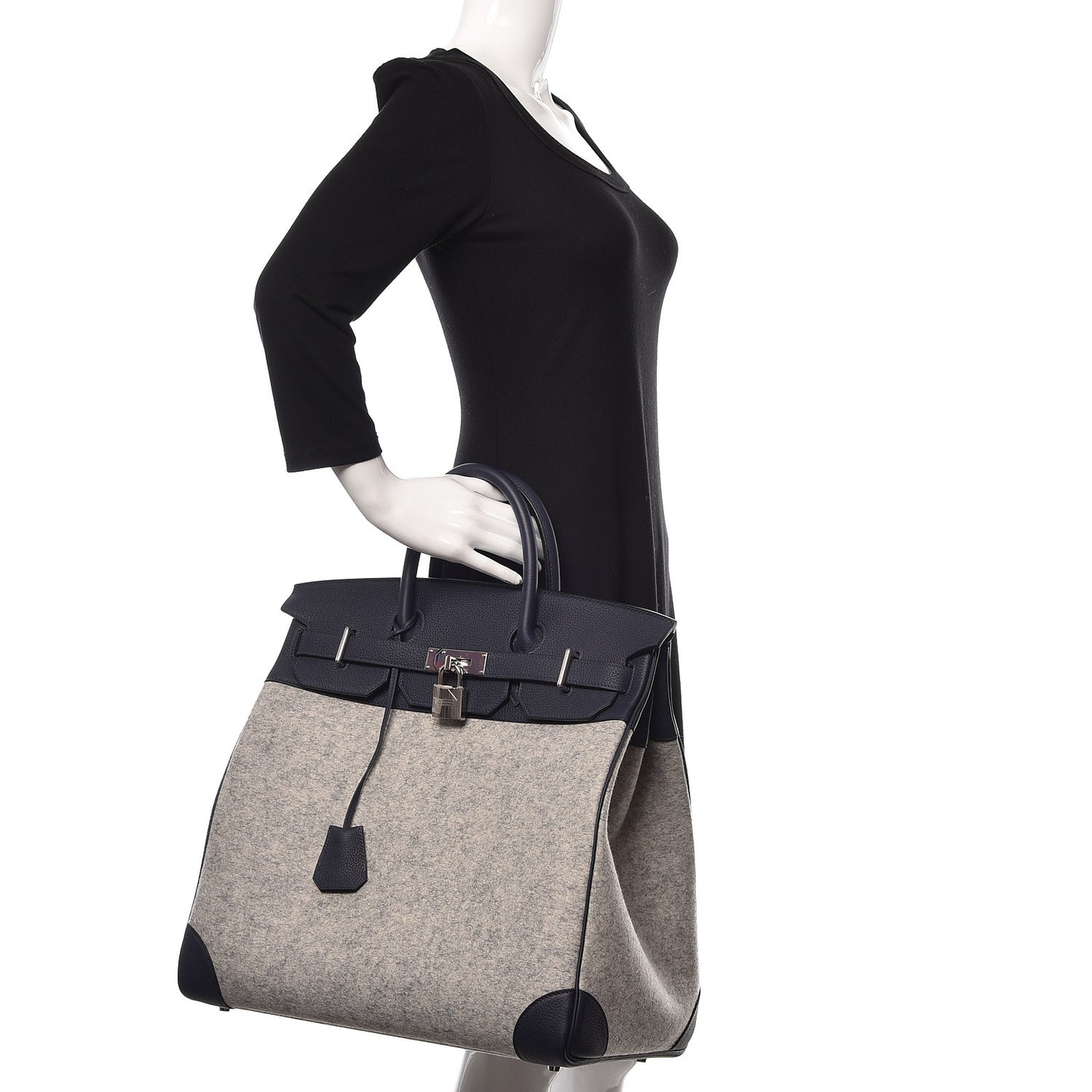 Togo Todoo Feutre HAC Birkin 40 Gris Clair Bleu Nuit