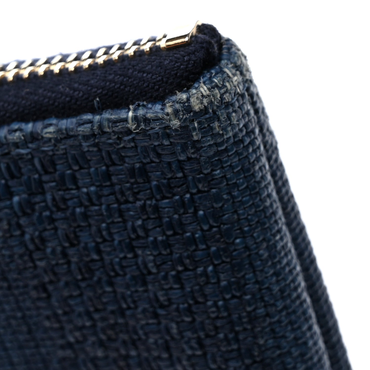 Chanel Woven Straw Raffia Deauville Cosmetic Pouch Blue 9 of 11