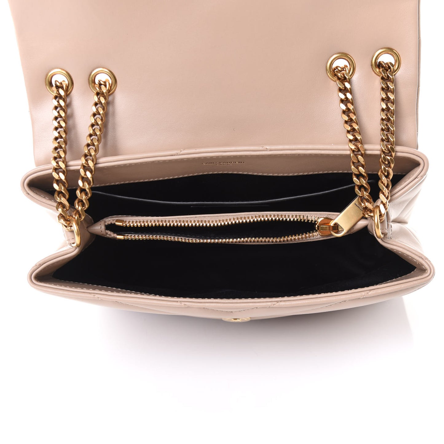 Calfskin Y Quilted Monogram Small Loulou Chain Satchel Dark Beige
