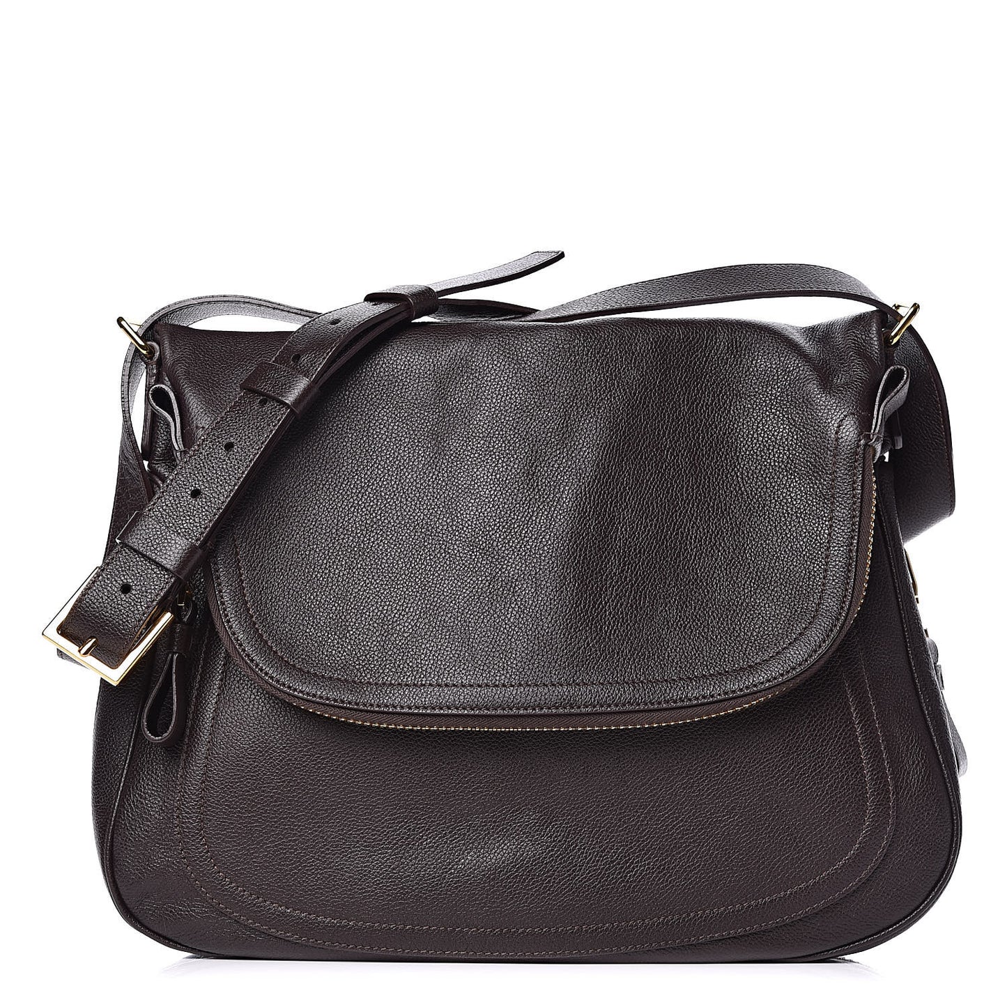 Pebbled Calfskin Large Jennifer Dark Brown