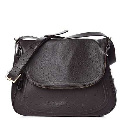 Tom Ford Pebbled Calfskin Large Jennifer Dark Brown 1 of 12
