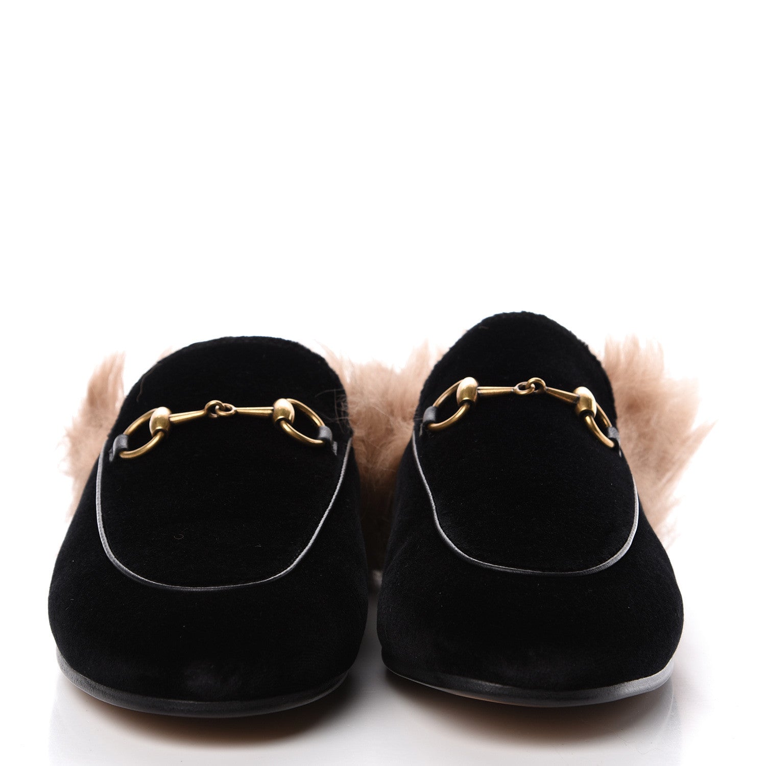 Gucci Velvet Fur Womens Princetown Slippers 36.5 Black 2 of 11