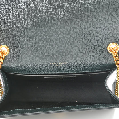 Saint Laurent Grain De Poudre Small Monogram Kate Satchel Teal Green 5 of 11