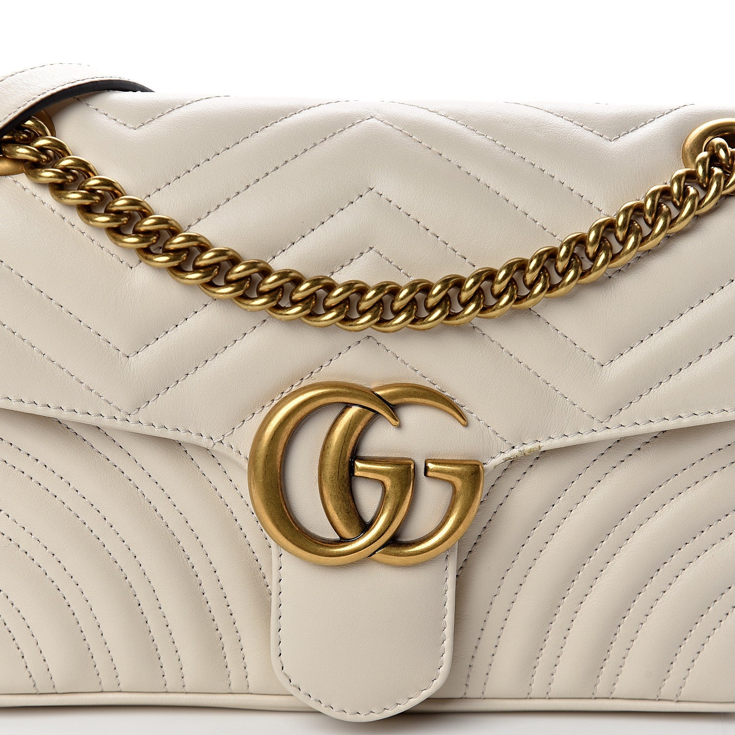 Gucci Calfskin Matelasse Small GG Marmont Shoulder Bag White 6 of 8