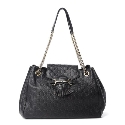 Gucci Guccissima Medium Emily Shoulder Bag Black 1 of 10