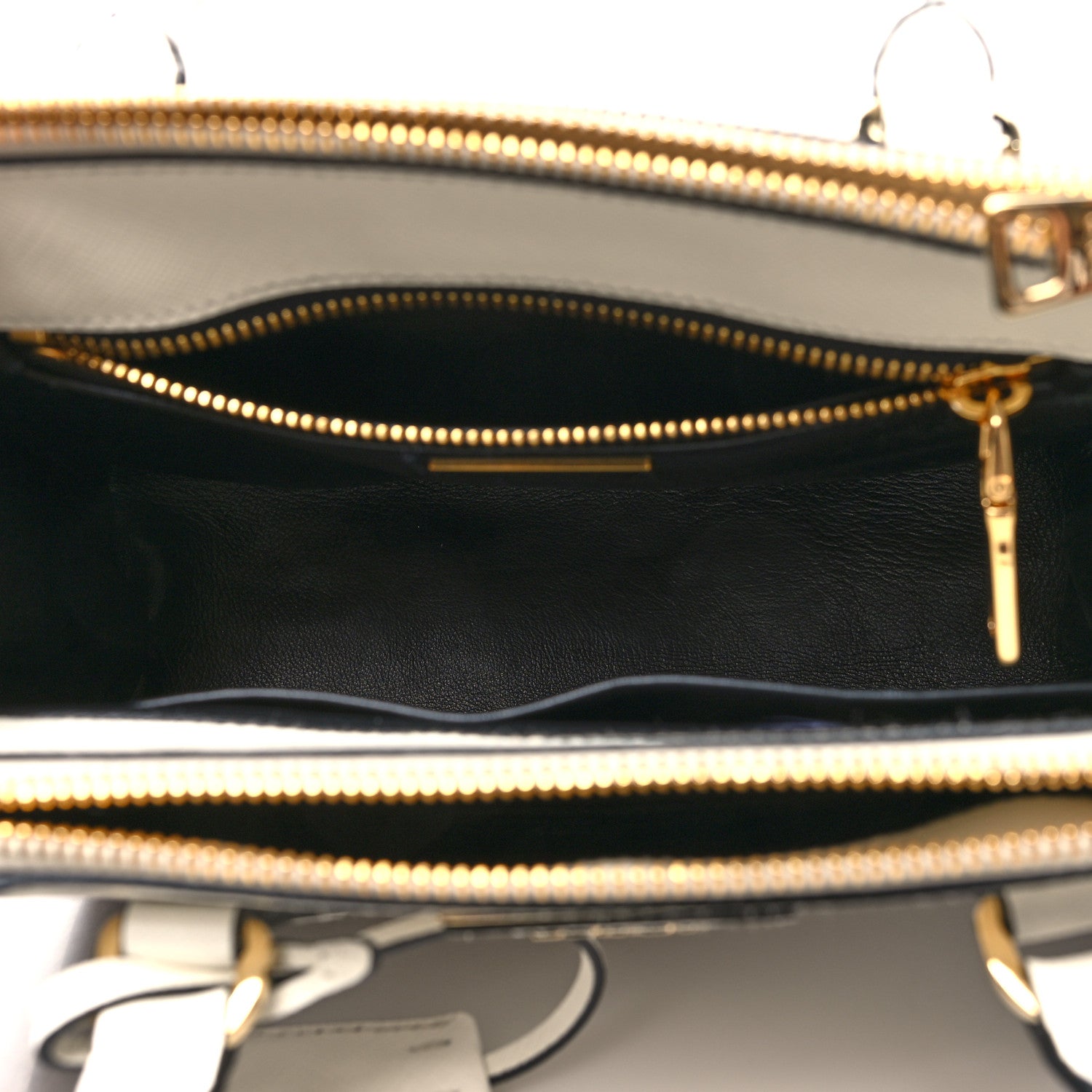 Prada Saffiano Lux Small Bi-Color Galleria Double Zip Tote Black White 4 of 13