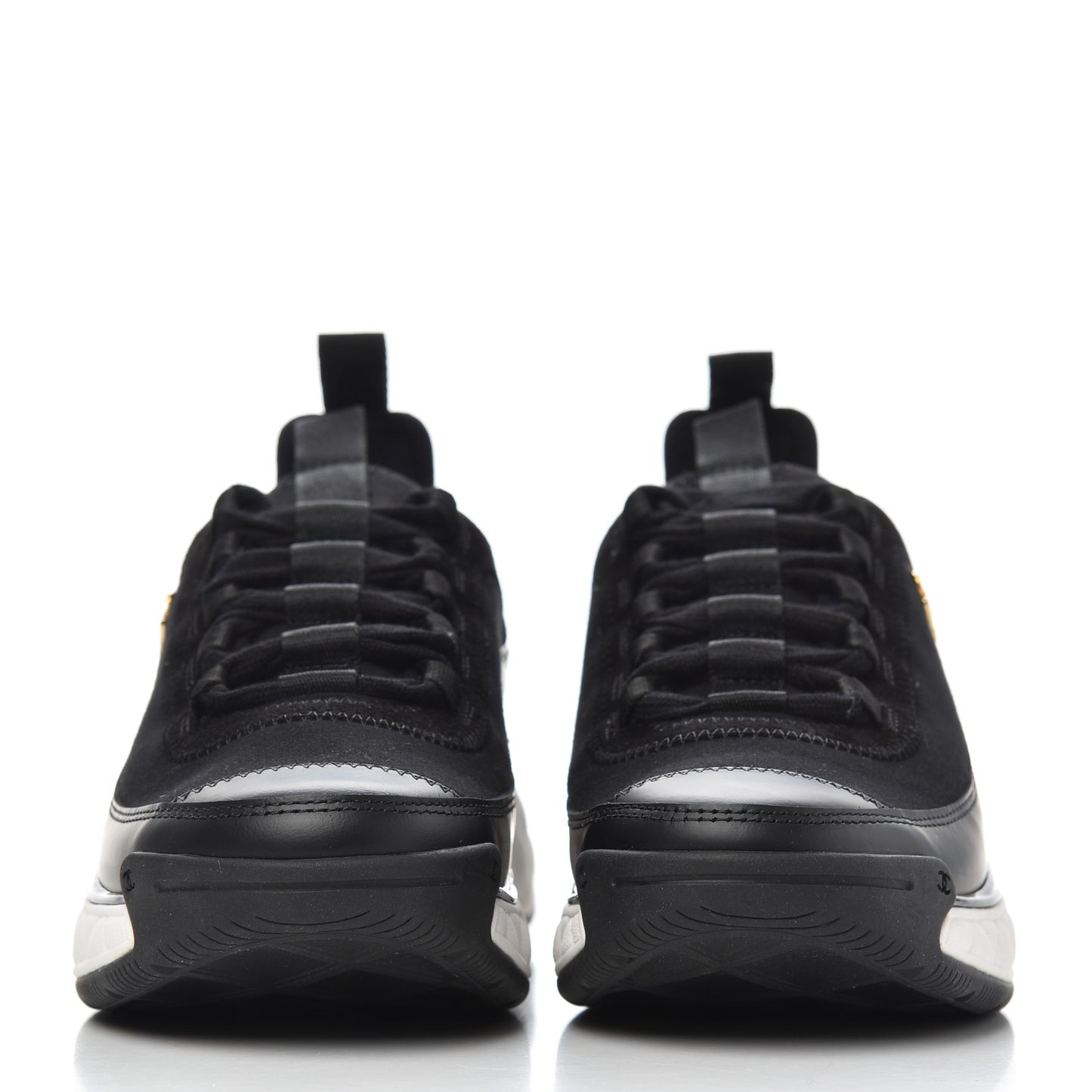 Velvet Calfskin Mixed Fibers CC Sneakers 35 Black