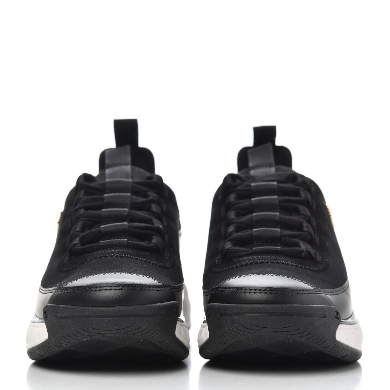 Chanel Velvet Calfskin Mixed Fibers CC Sneakers 35 Black 2 of 11