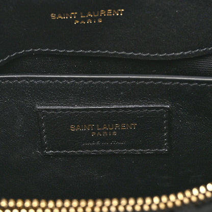 Saint Laurent Suede Shearling Y Quilted Monogram Small Loulou Chain Satchel Black 8 of 11