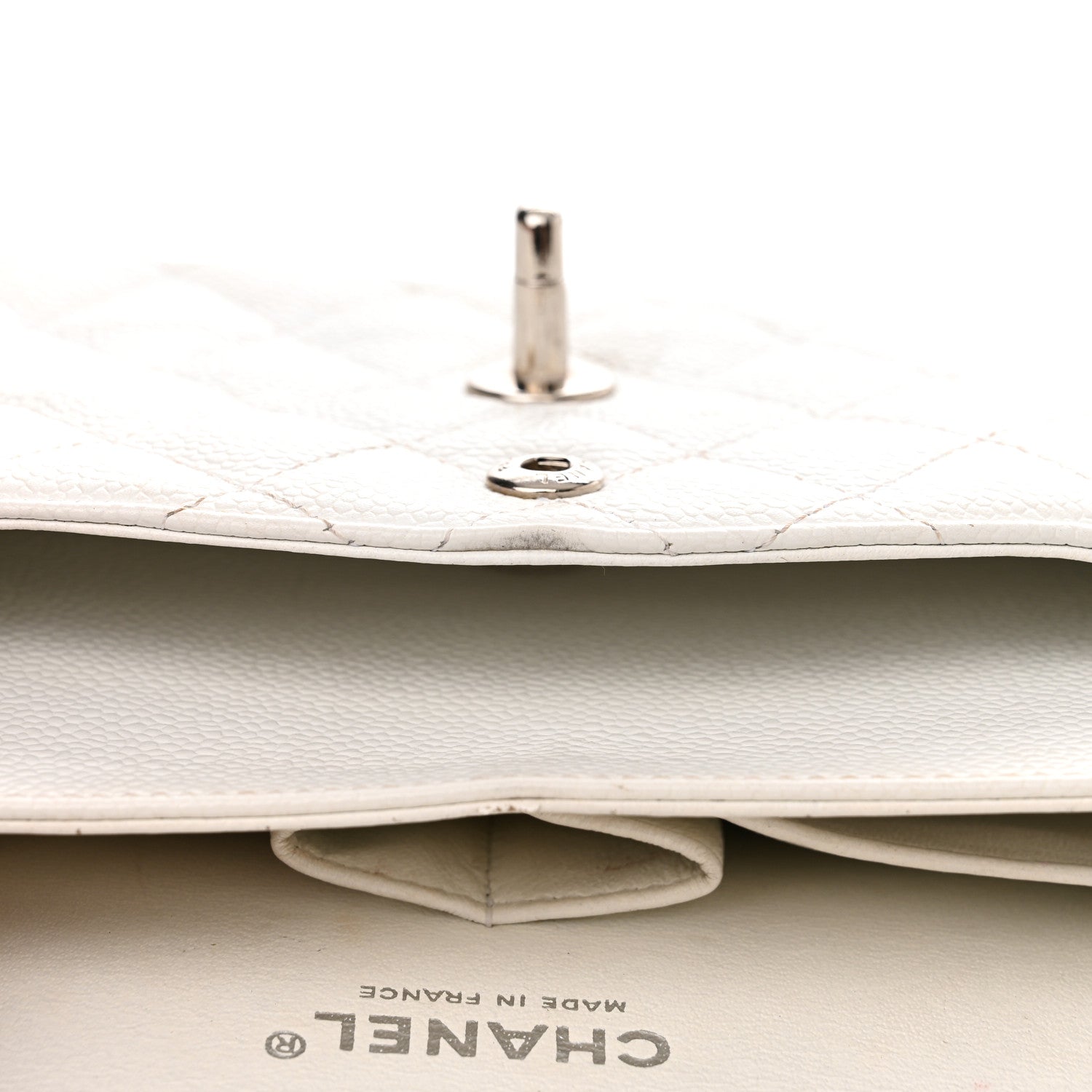 Chanel Caviar Quilted Medium Double Flap Bijoux Chain White 19 of 21
