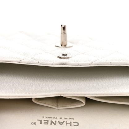Chanel Caviar Quilted Medium Double Flap Bijoux Chain White 19 of 21