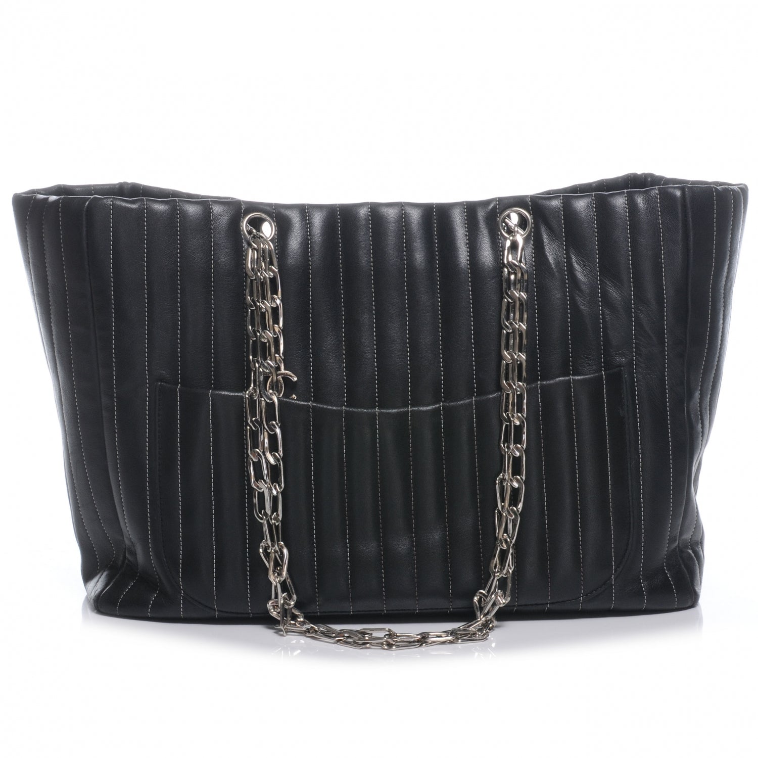 Chanel Lambskin Vertical Quilted Large Mademoiselle Tote Black 1 of 8