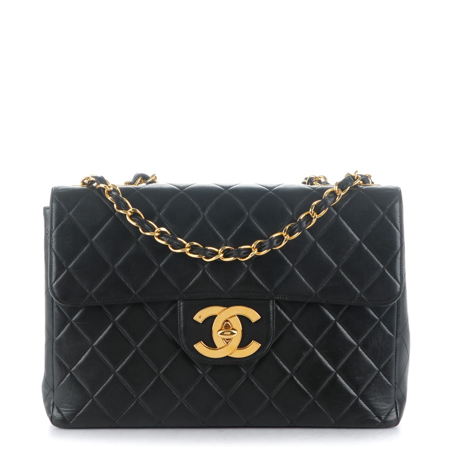 Chanel Lambskin Quilted Jumbo Single Flap Black 1 of 9