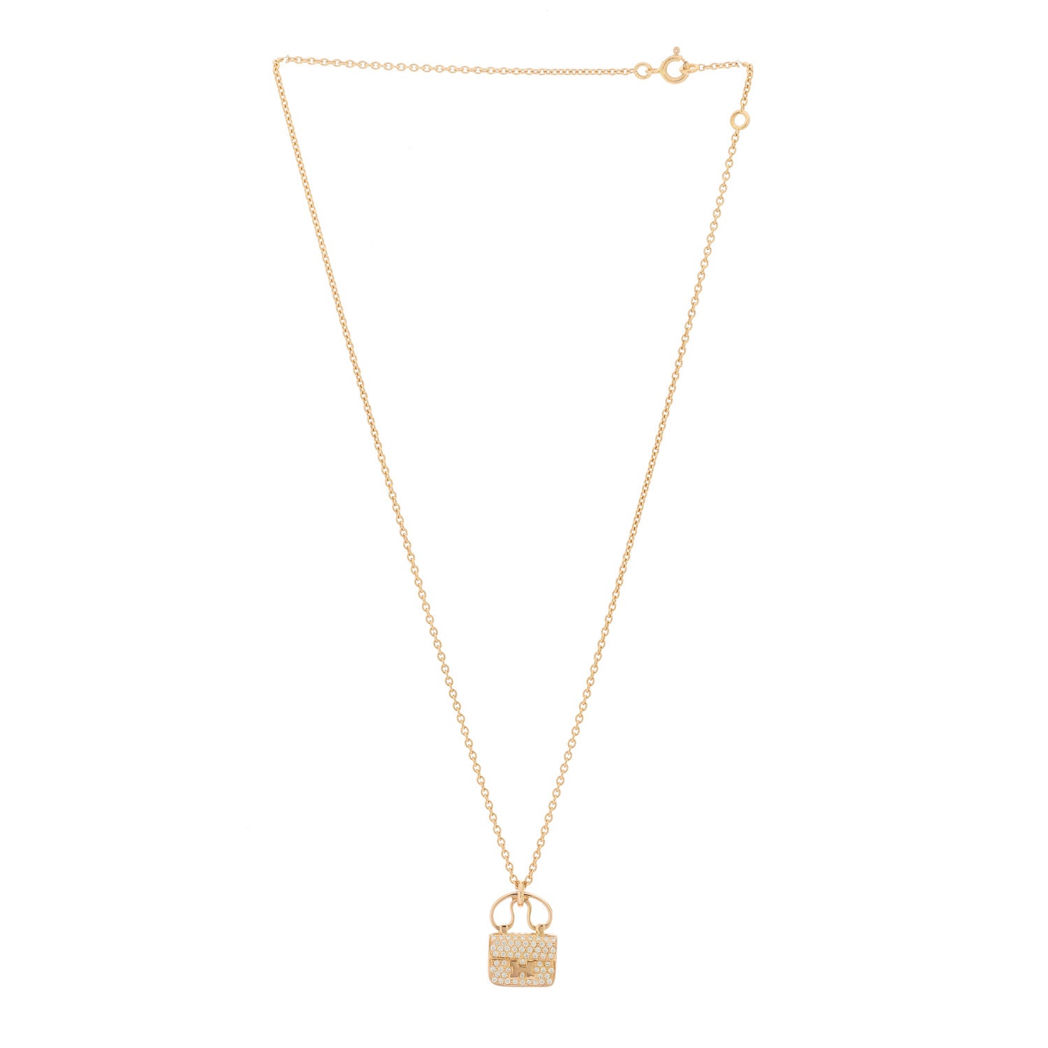 Hermes 18K Rose Gold Diamond Constance Amulette Pendant Necklace 3 of 6