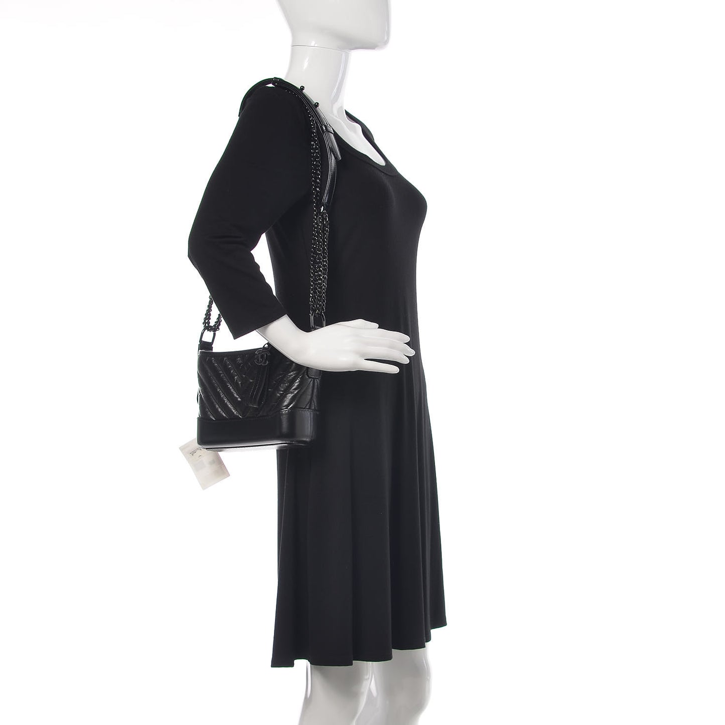 Aged Calfskin Chevron Quilted Small Gabrielle Hobo So Black