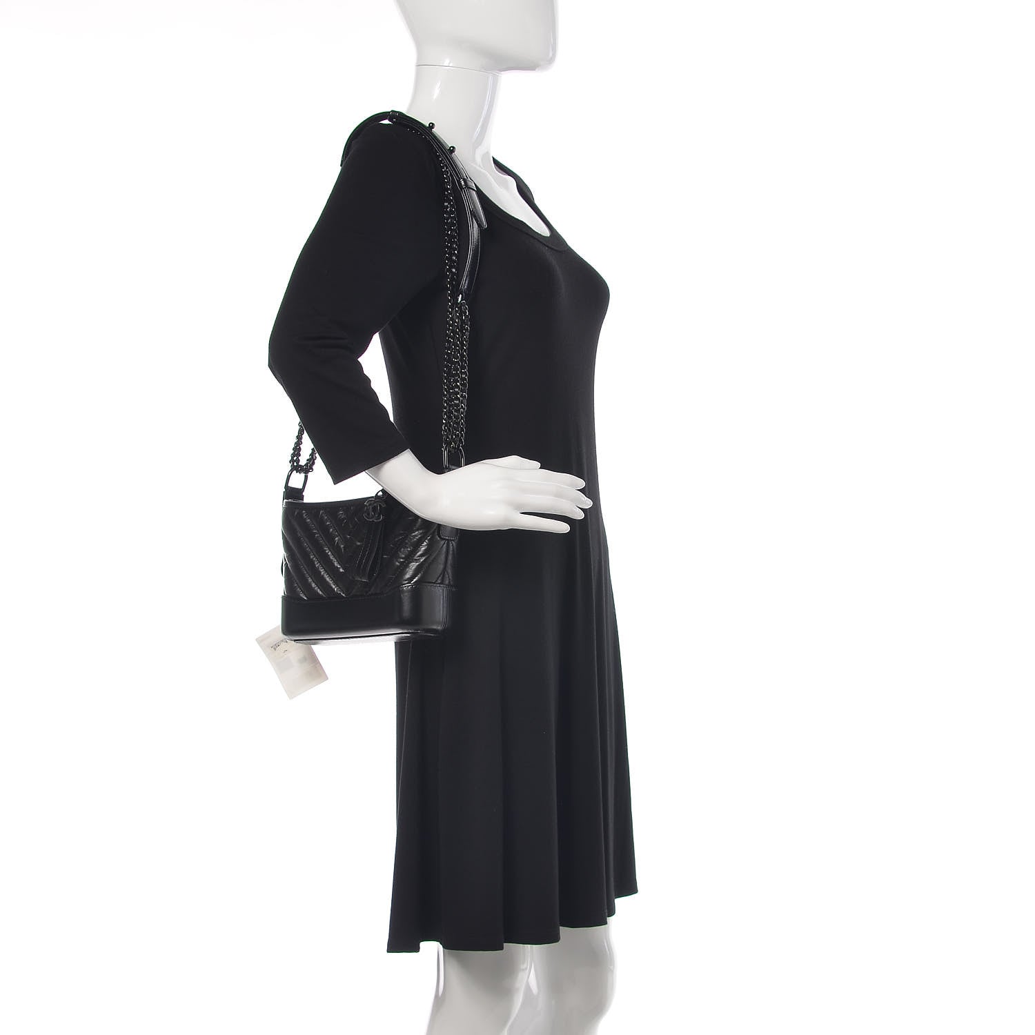 Chanel Aged Calfskin Chevron Quilted Small Gabrielle Hobo So Black 2 of 10