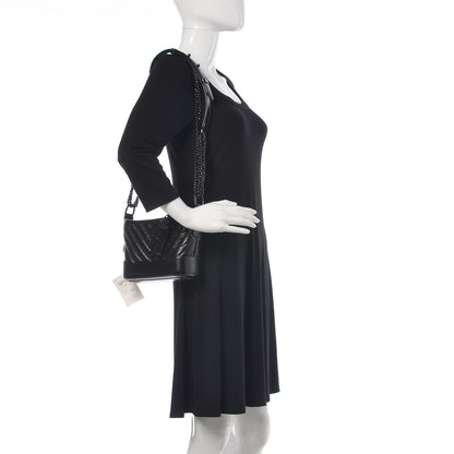 Chanel Aged Calfskin Chevron Quilted Small Gabrielle Hobo So Black 2 of 10