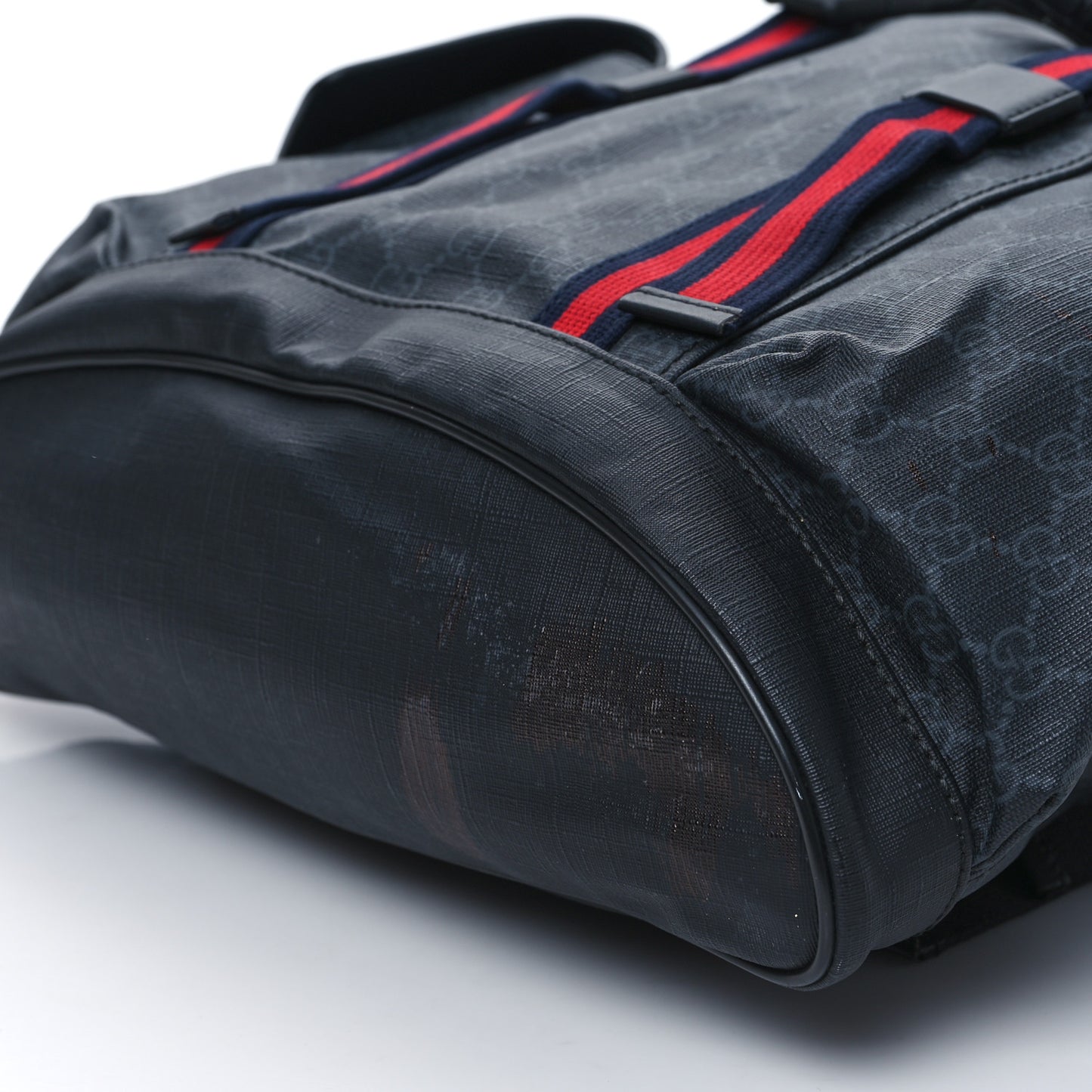Soft GG Supreme Monogram Calfskin Web Double Buckle Backpack Black