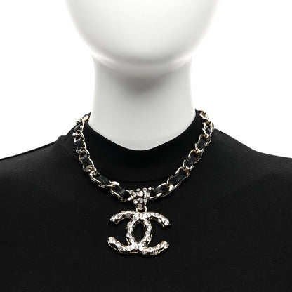 Chanel Lambskin Crystal CC Chain Choker Necklace Black Gold 2 of 5