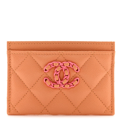 Chanel Caviar Flashy CC Quilted Card Holder Orange Pink 1 of 9