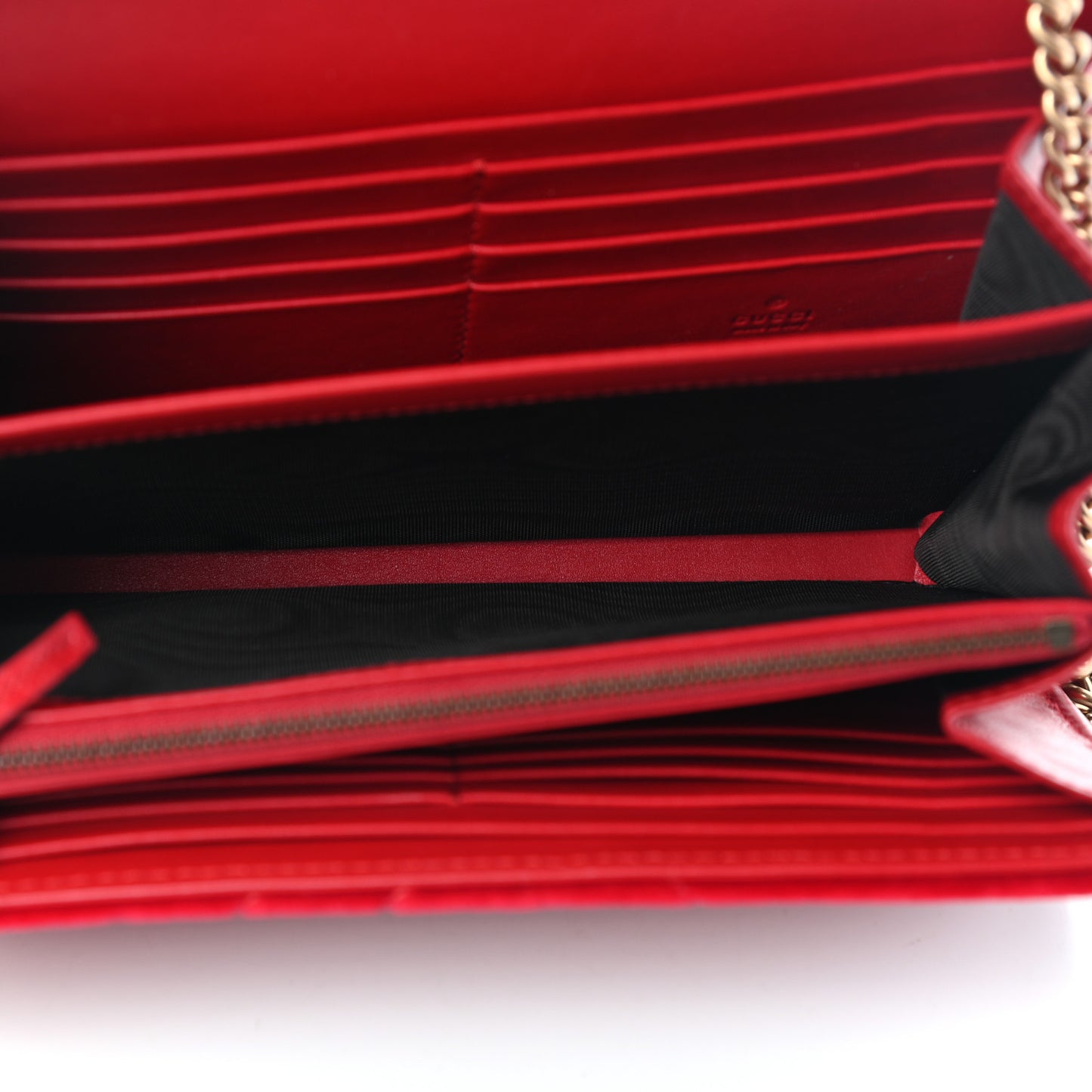 Velvet Matelasse GG Marmont Chain Wallet Hibiscus Red
