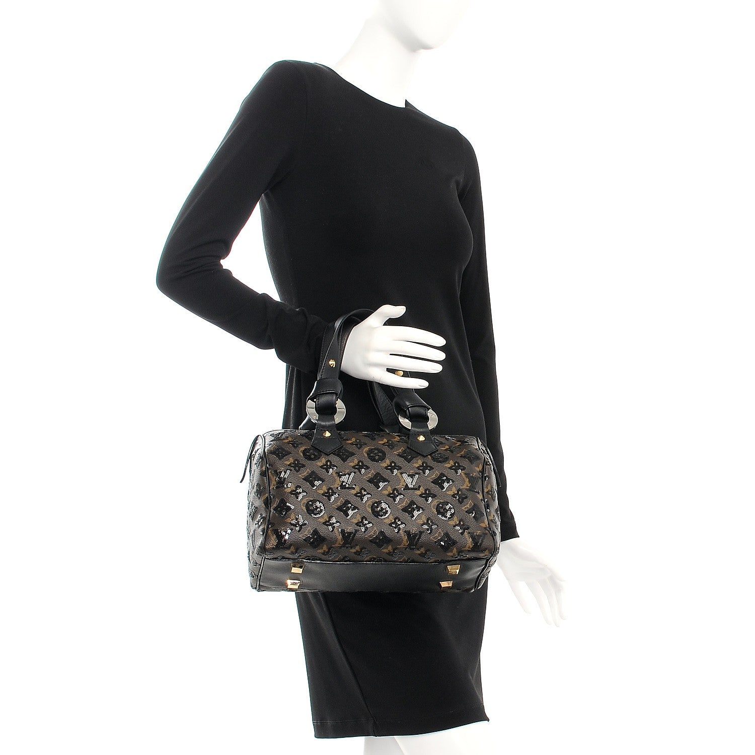 Louis Vuitton Monogram Sequins Eclipse Speedy 28 Black 2 of 8
