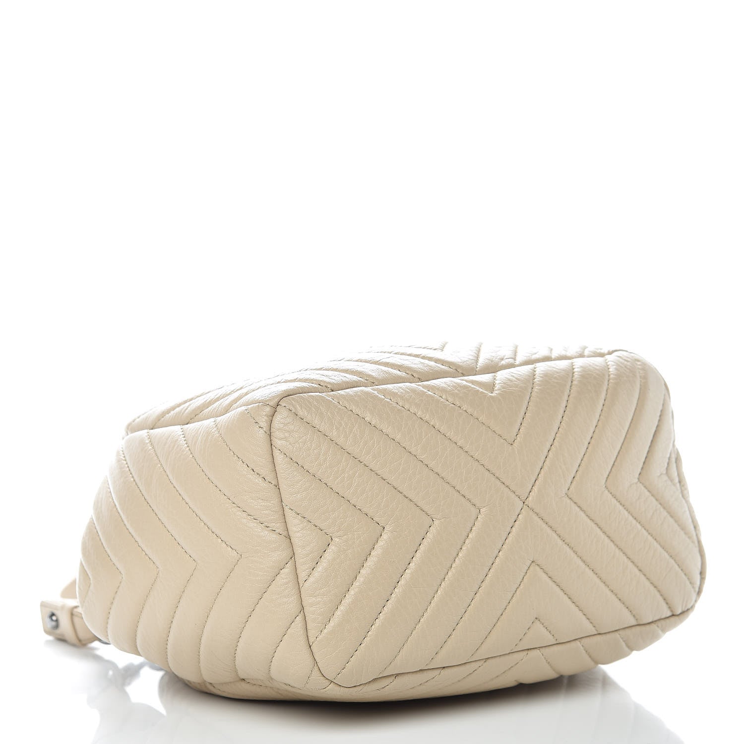 Chanel Deerskin Chevron Small CC Chain Bucket Bag Beige 5 of 14