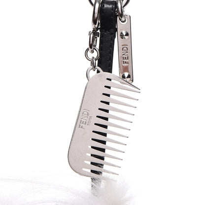 Fendi Fox Goat Mink Fur Nappa Crystal Studded Mini Karlito Tuxedo Bag Charm White Multicolor 3 of 6
