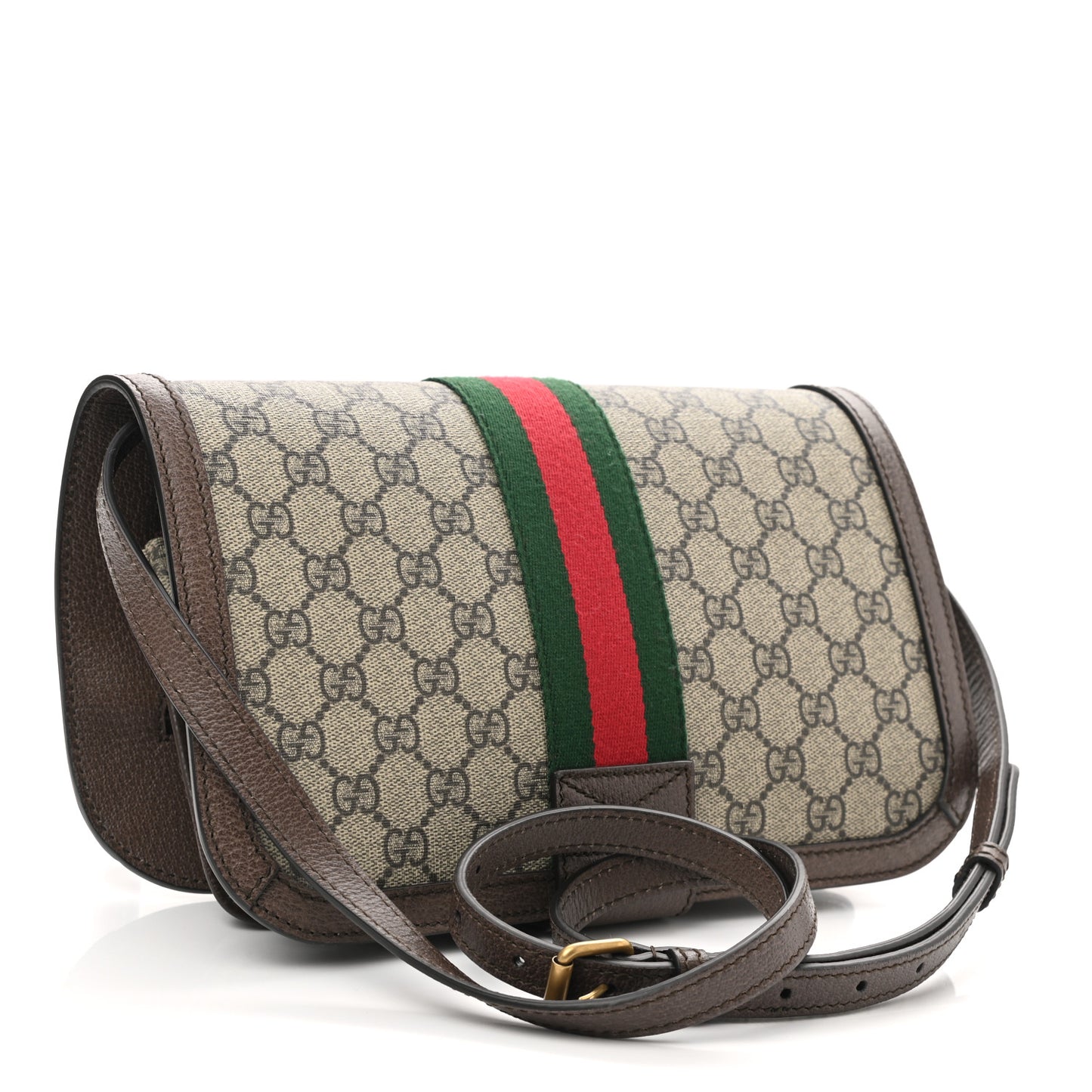 GG Supreme Monogram Web Ophidia Flap Messenger Bag Beige New Acero