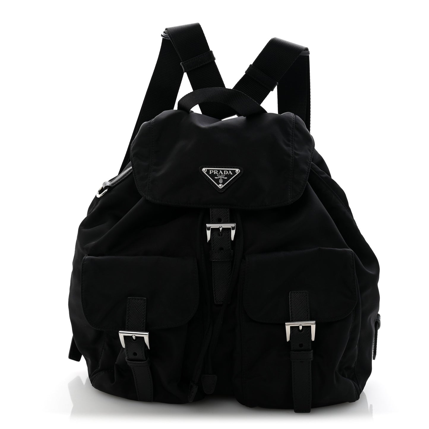 Tessuto Nylon Saffiano Medium Backpack Black