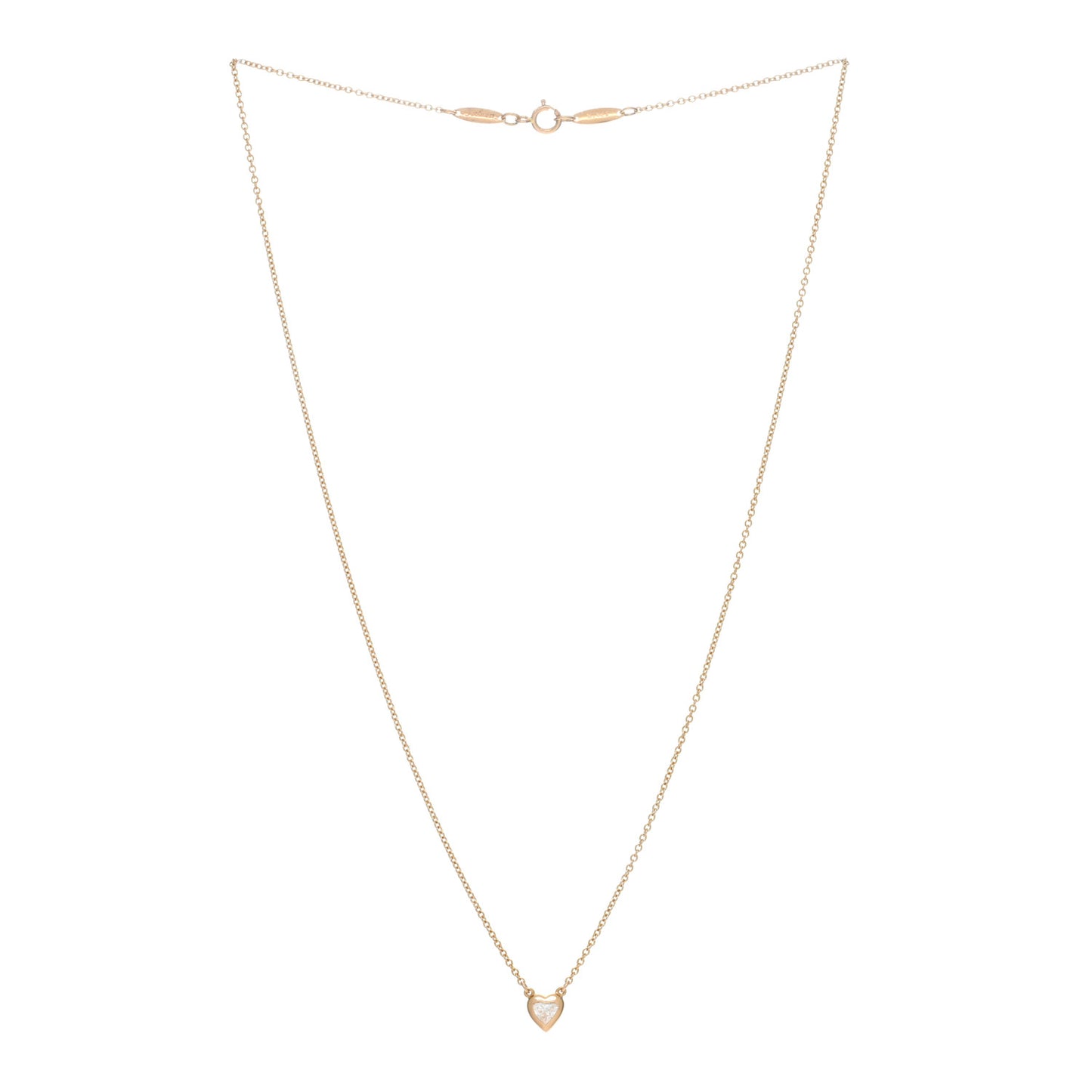 18K Yellow Gold Diamond .17ct Elsa Peretti Diamonds by the Yard Heart Pendant Necklace