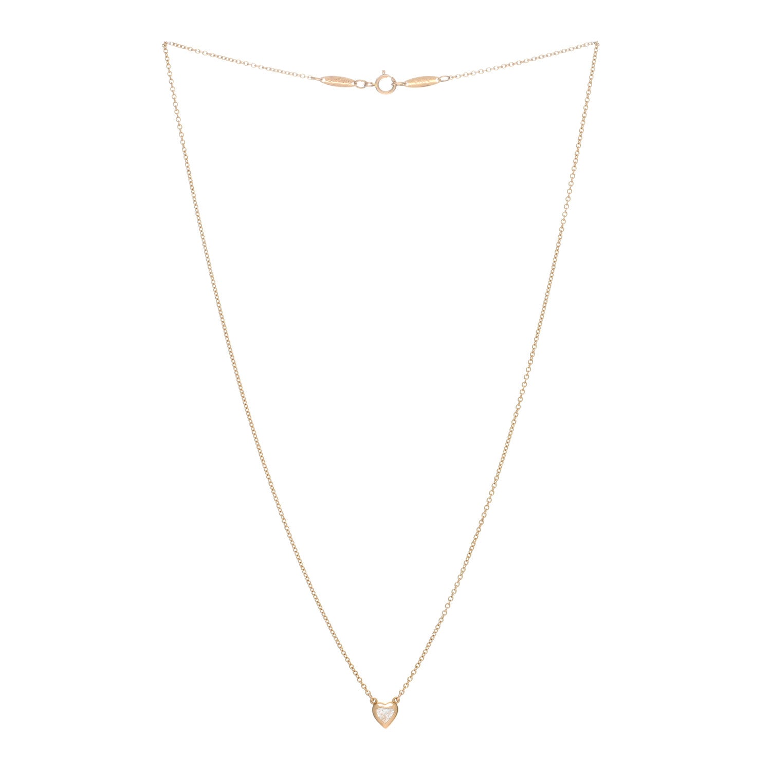 Tiffany 18K Yellow Gold Diamond .17ct Elsa Peretti Diamonds by the Yard Heart Pendant Necklace 2 of 4