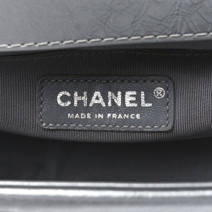 Chanel Metallic Aged Calfskin Quilted Medium Top Handle Boy Flap Silver 6 of 11