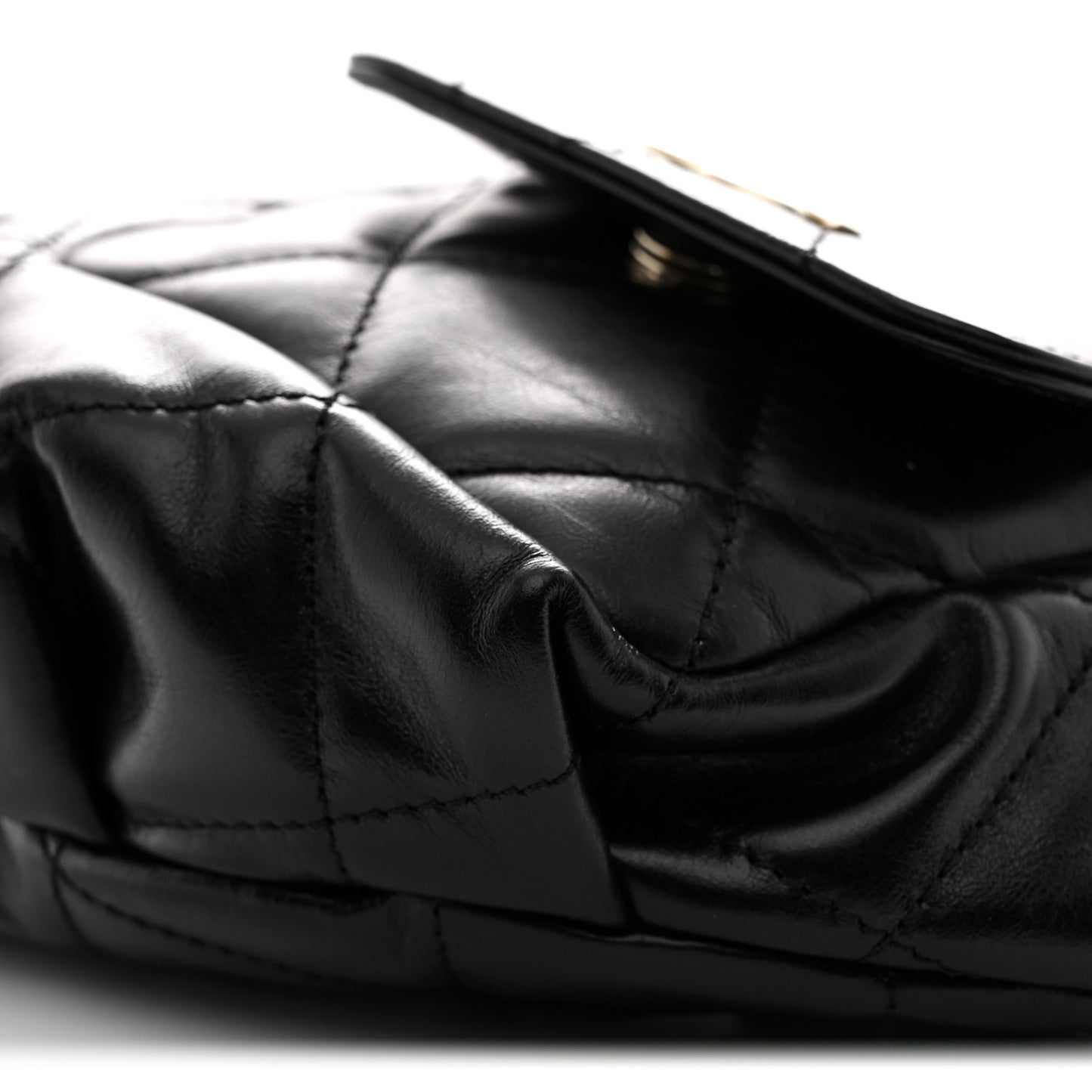 Shiny Aged Calfskin Quilted CC Pockets Jacket Waist Belt Bag Black