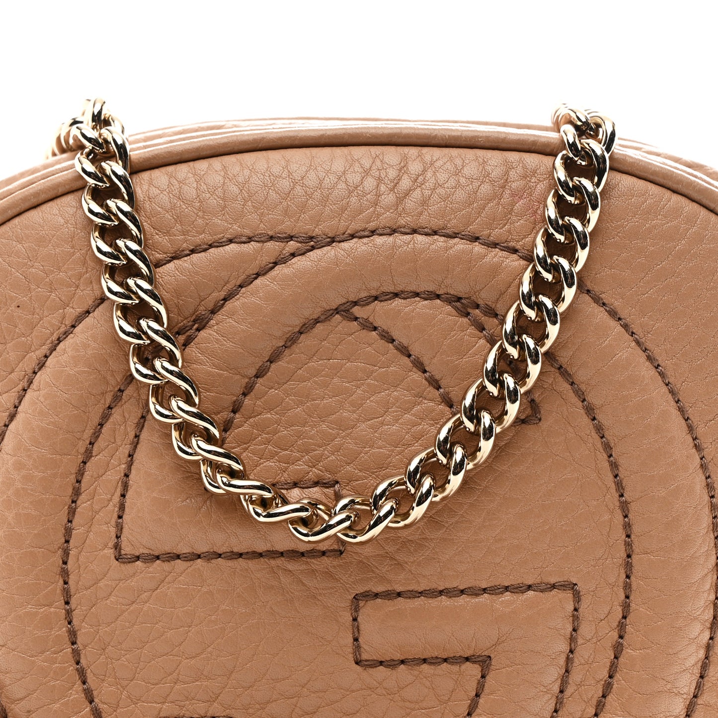 Pebbled Calfskin Mini Soho Chain Bag Camelia
