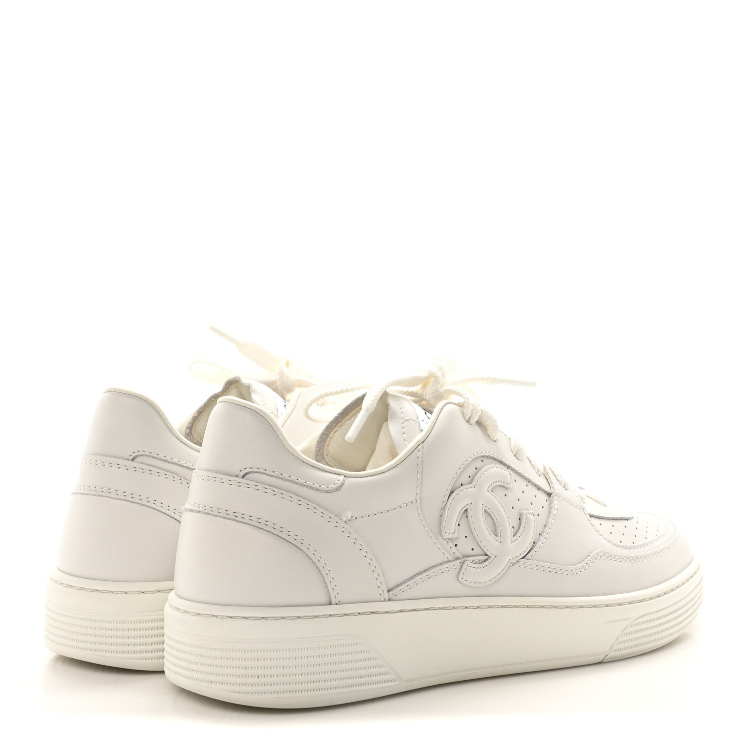 Chanel Calfskin Womens CC Sneakers 39.5 White 5 of 9