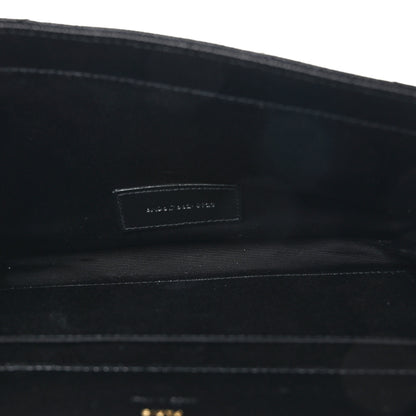 Saint Laurent Grain De Poudre Matelasse Chevron Monogram Envelope Clutch Black 5 of 8