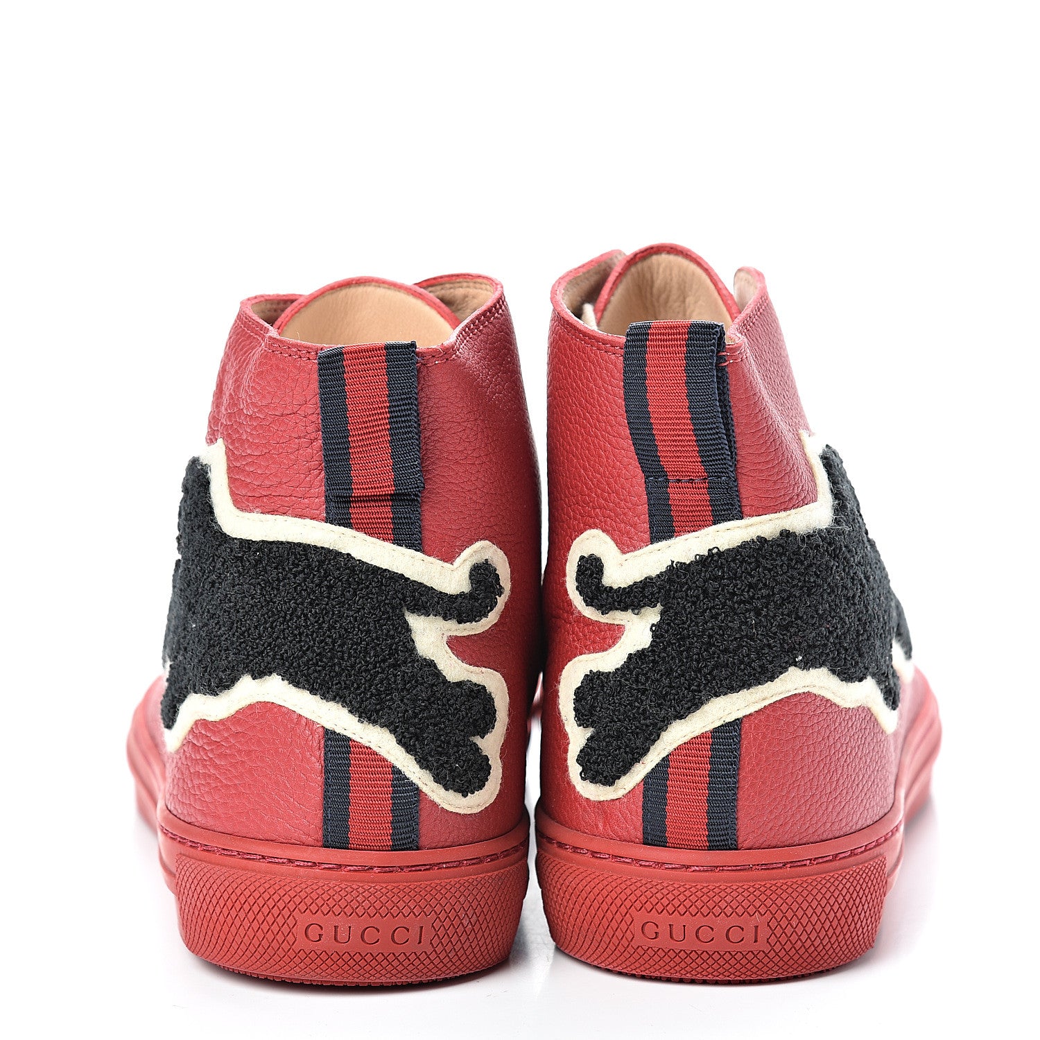 Gucci Calfskin Patch Mens Panther High Top Sneakers 10 Red 5 of 8