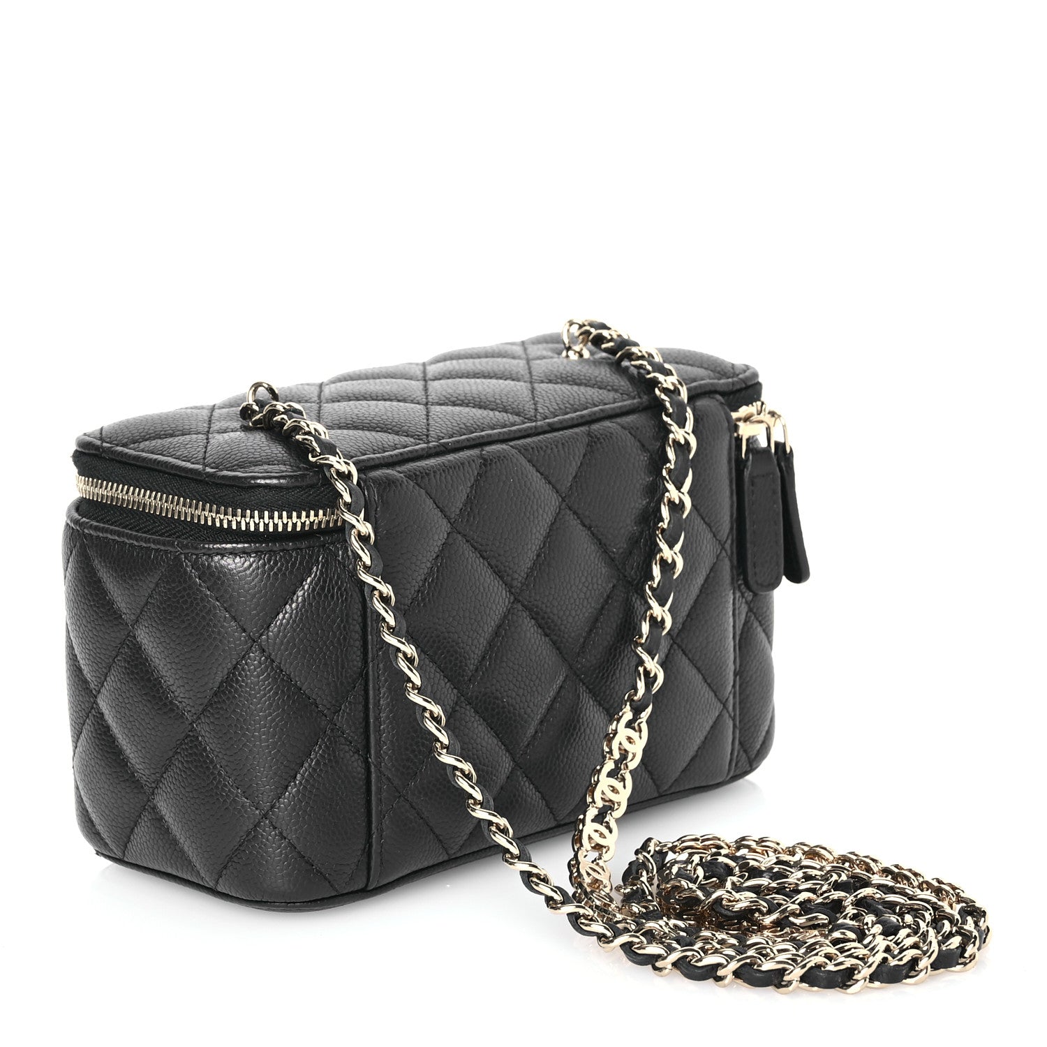 Chanel Caviar Quilted Small Tiny CC Vanity Case With Chain Black 3 of 11