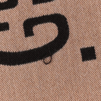 Gucci Wool Silk Monogram Jumbo GG Freedom Scarf Dark Brown Beige 6 of 7