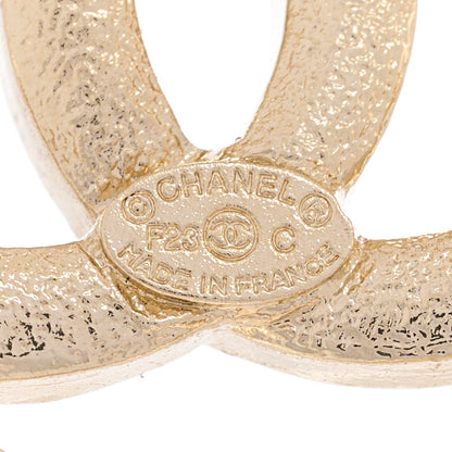 Chanel Metal Crystal CC Logo Open Heart Earrings Gold 4 of 4